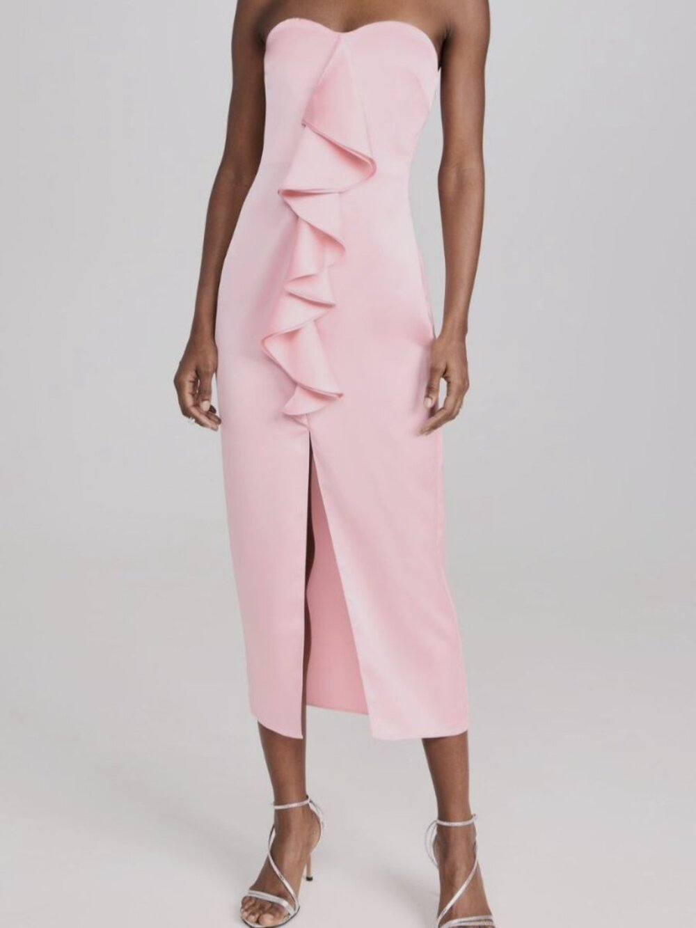 Ramy Brook Womens Pink Satin Ruffled Strapless Venice Dress Size 2